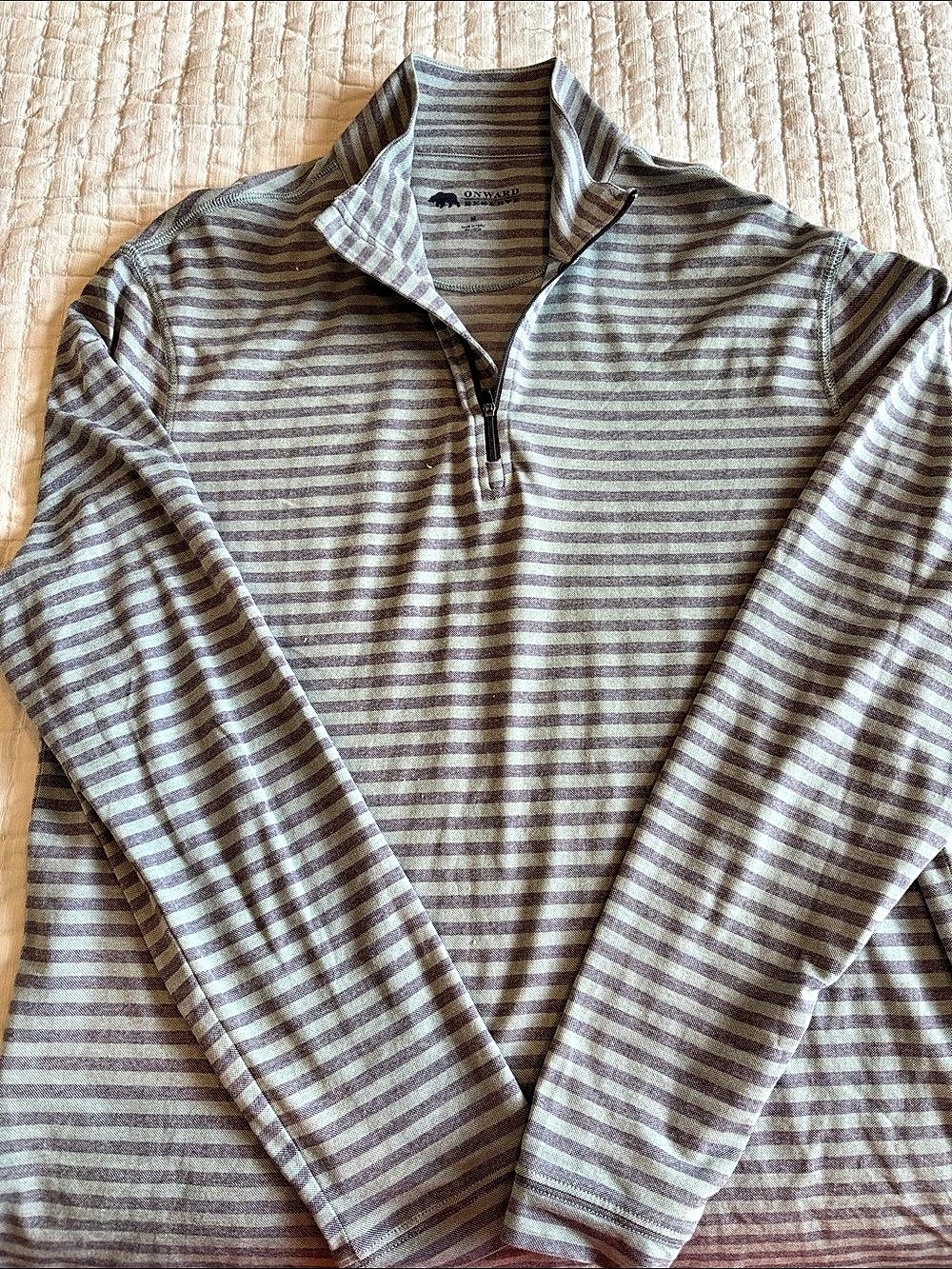 Onward Reserve Men's Striped Quarter-Zip Pullover Size Medium